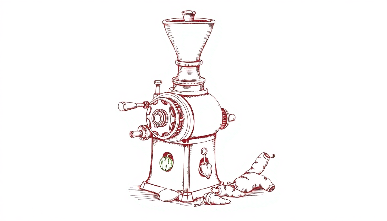 Unleash the Power of Healthy Eating with the Hand-Drawn Pepper Ginger Fruit And Vegetable Crusher from goldendeals.shop