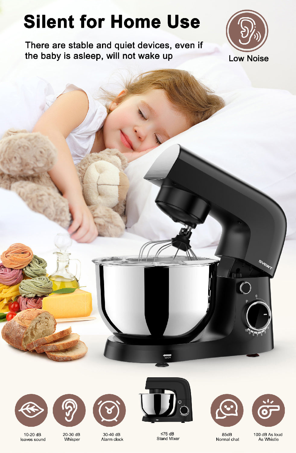 Stand Mixer Chef Machine Food Mixer 10-Speed Control