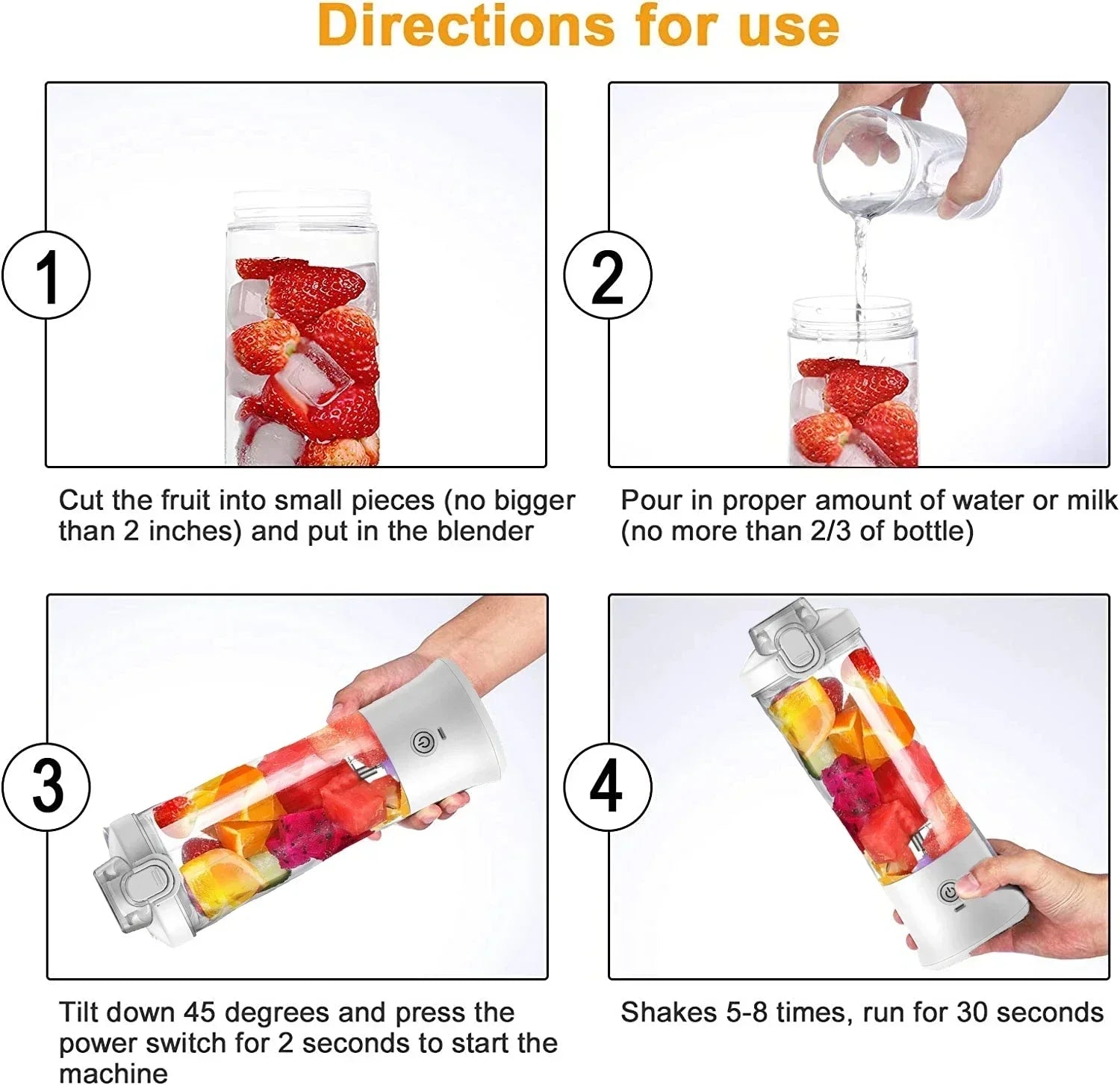 Portable Blender 600ML Electric Juicer Fruit Mixers