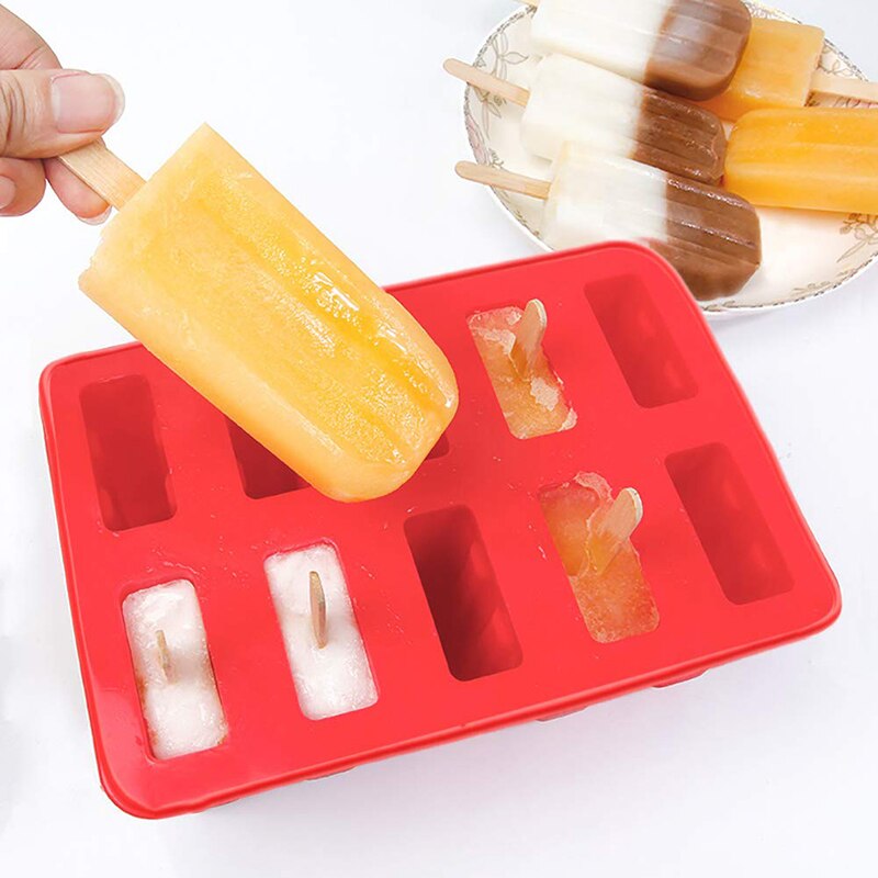 10 Cavity Popsicle Silicone Molds Food Grade Frozen Ice Pop Maker