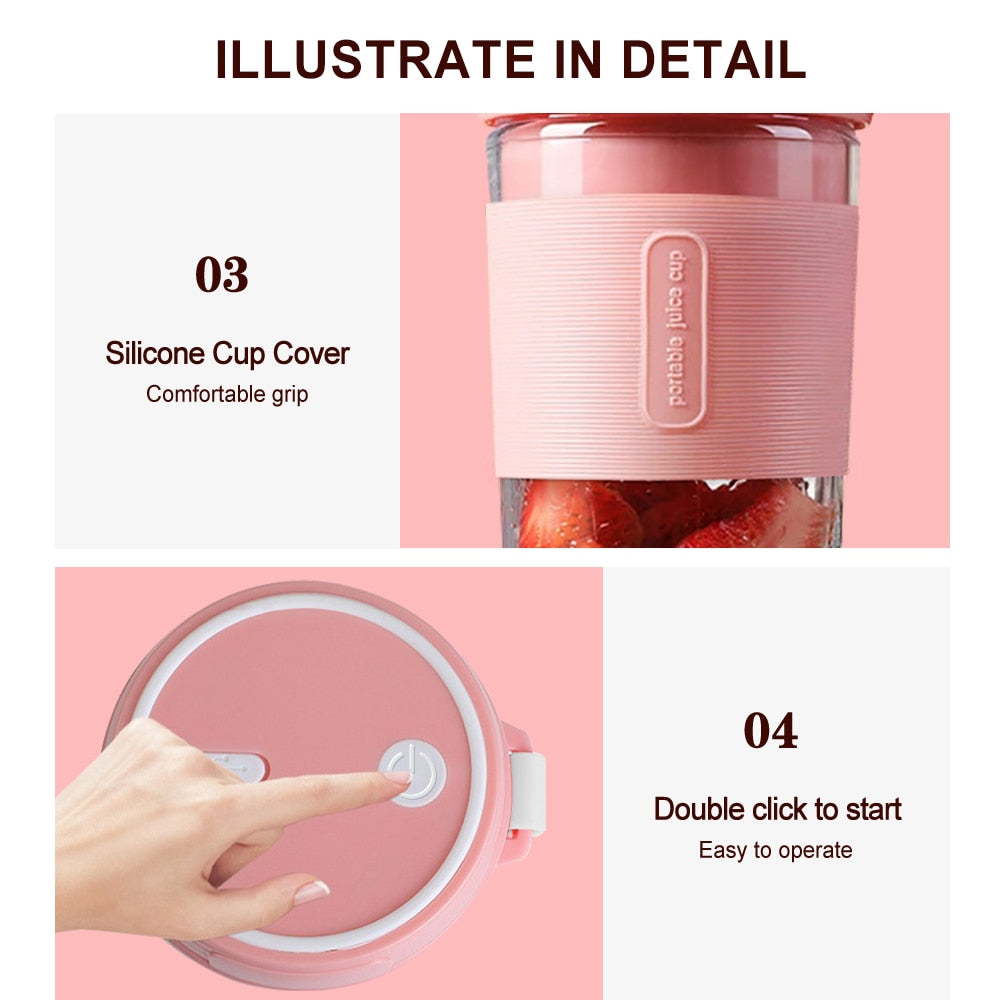 Portable Size USB Electric Fruit Juicer Handheld Mini Food Processor